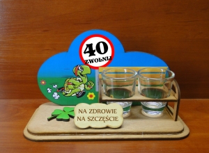 Urodzinowy stojak Ławeczka znak - zwolnij (P1005W40)